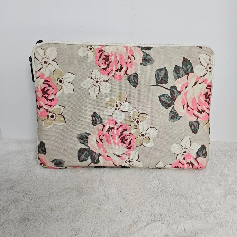 Canvaslife Green Pink Floral Canvas Padded Electronic Device Protector Case